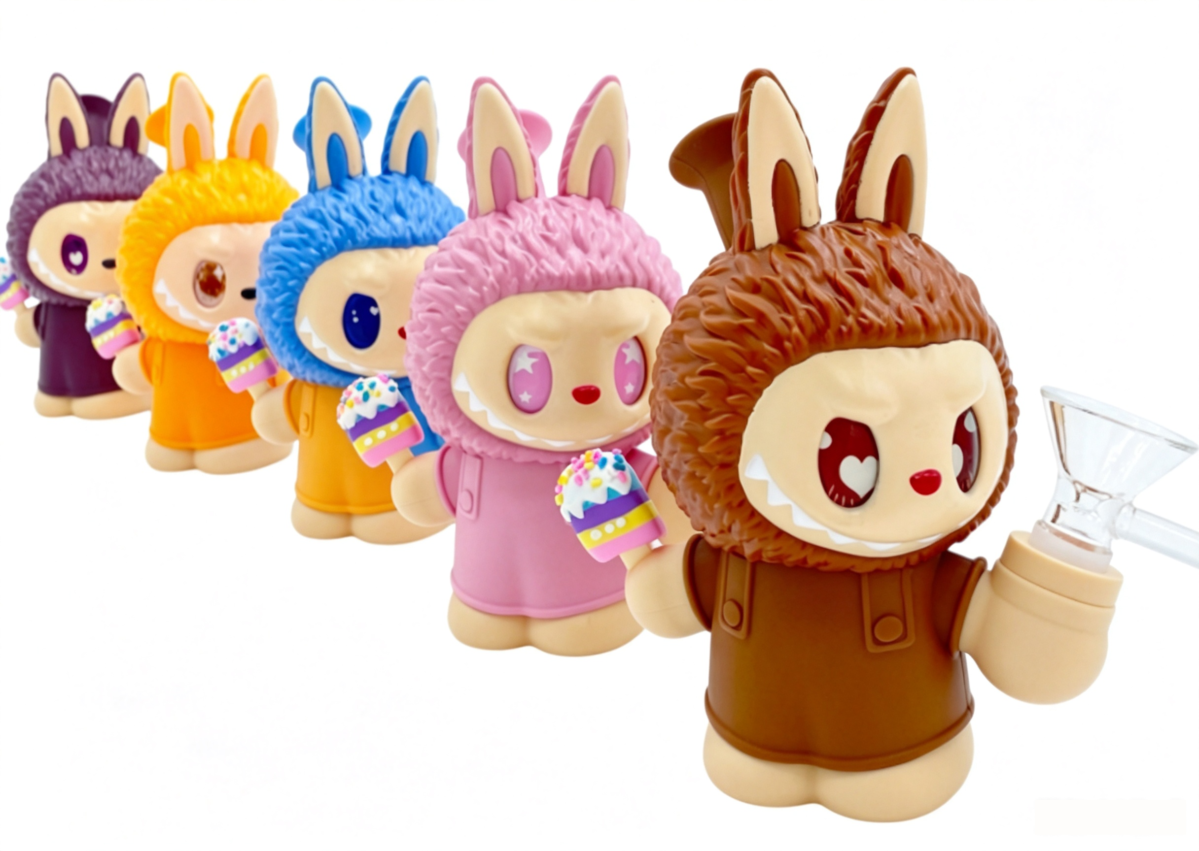 5.24 Inch Cute Labubu Cartoon PVC Silicone Water Pipe with Borosilicate Glass Bowl HSV19