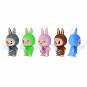 8.27 Inch Fluffy Labubu Bunny PVC Silicone Water Pipe with Borosilicate Glass Parts HSV20