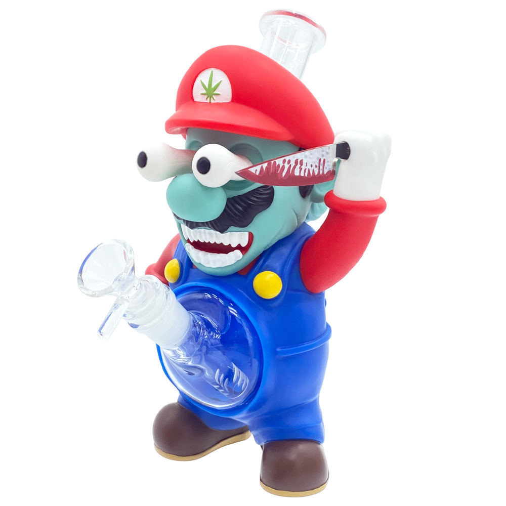 9.25 Inch Horror Mario Cartoon PVC Silicone Water Pipe HSV16