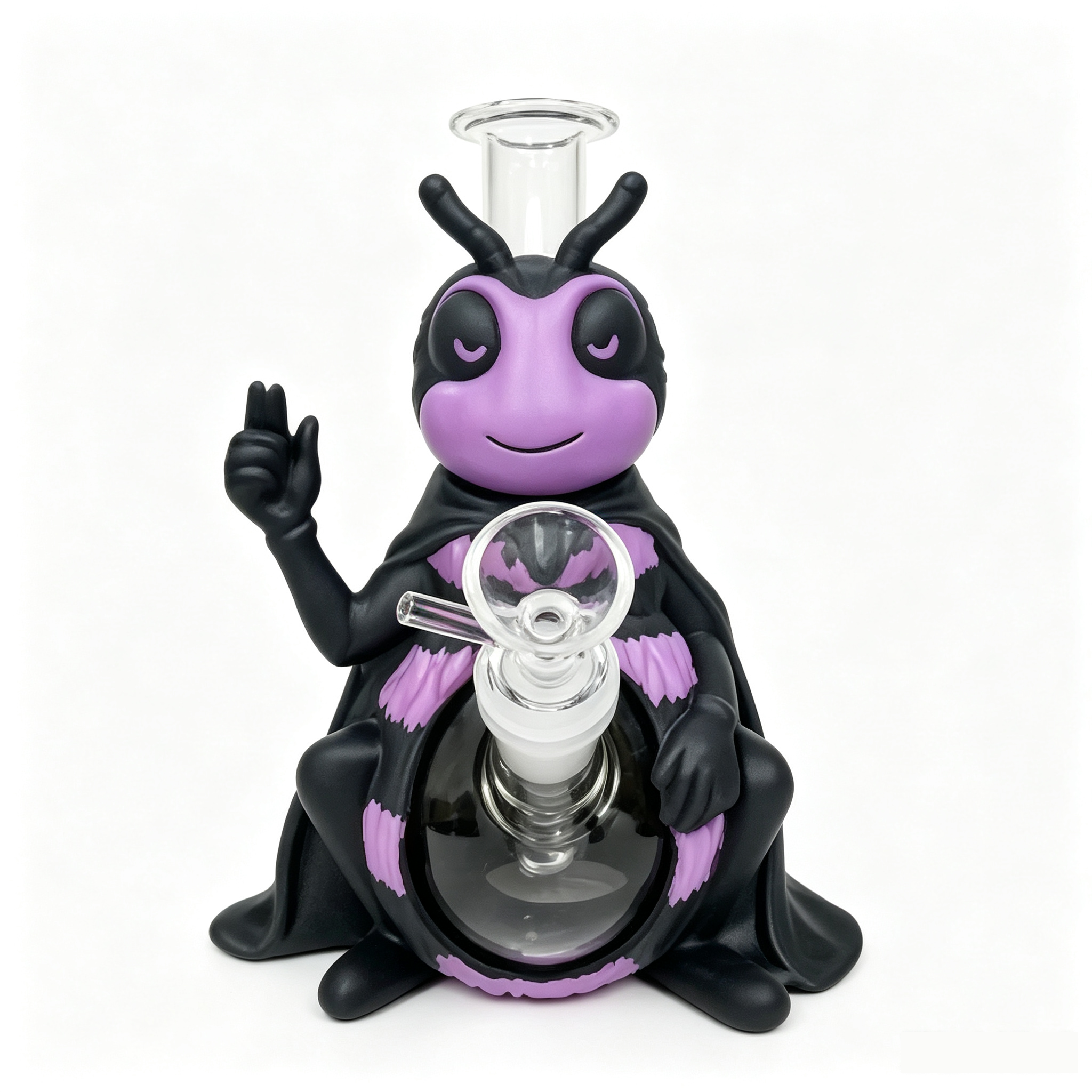 Cartoon Bee Silicone Water Pipe with Glass Chamber 7.64” × 7.09” × 6.10” TD010 - Image 4