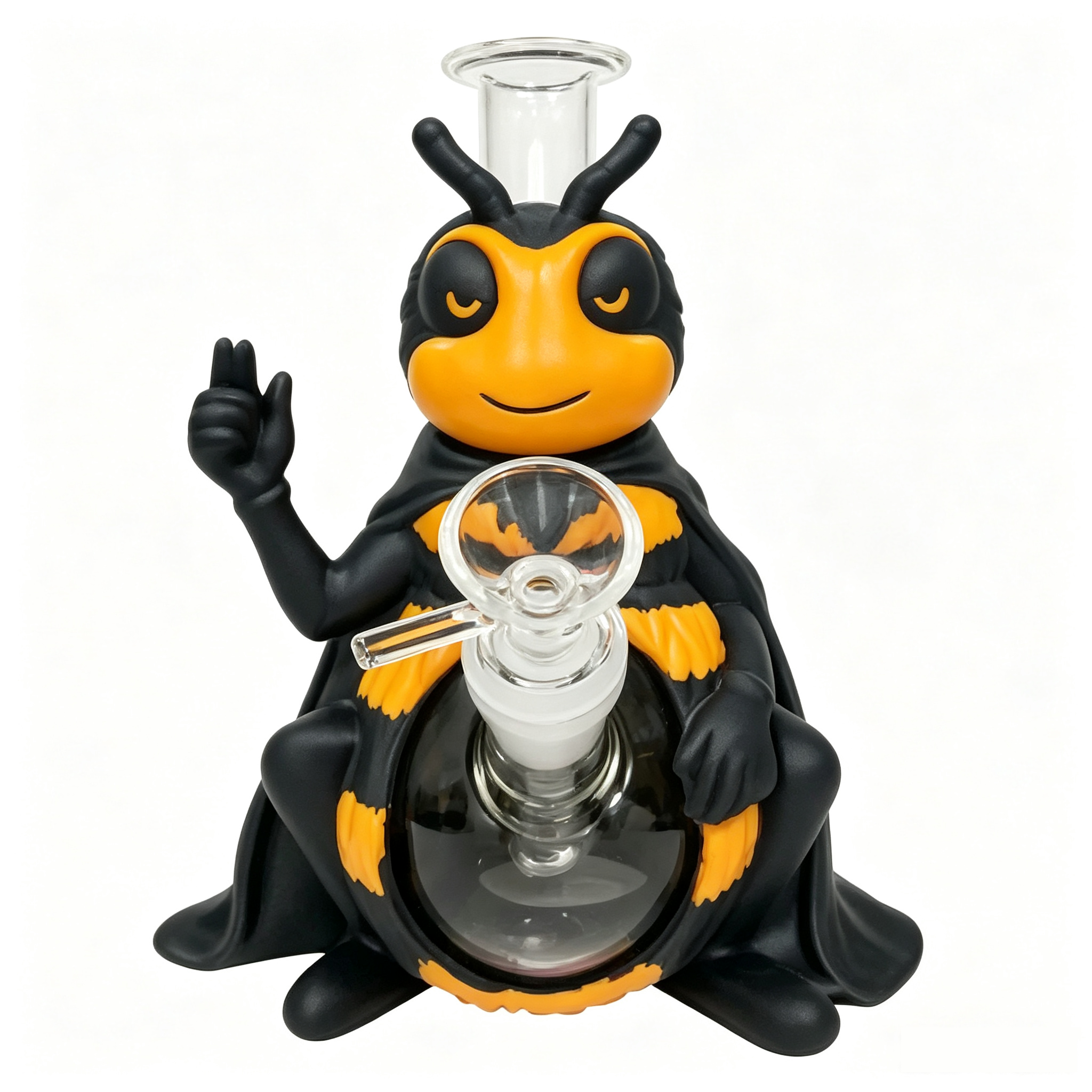 Cartoon Bee Silicone Water Pipe with Glass Chamber 7.64” × 7.09” × 6.10” TD010