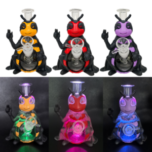 Cartoon Bee Silicone Water Pipe with Glass Chamber 7.64” × 7.09” × 6.10” TD010