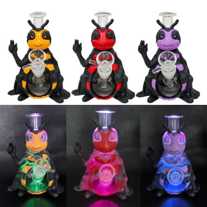 Cartoon Bee Silicone Water Pipe with Glass Chamber 7.64” × 7.09” × 6.10” TD010