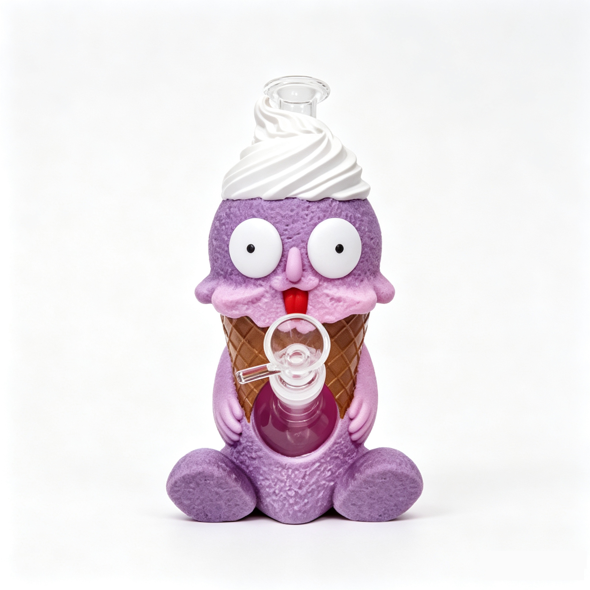 9.25 in × 6.14 in × 5.39 in Cute Ice Cream Monster Silicone Water Pipe TD012 - Image 3