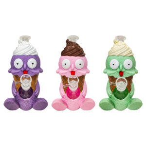 9.25 in × 6.14 in × 5.39 in Cute Ice Cream Monster Silicone Water Pipe TD012