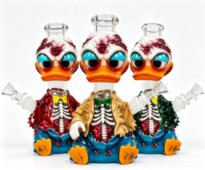 9.84 in × 5.71 in Zombie Skeleton Duck Silicone Water Pipe TD013