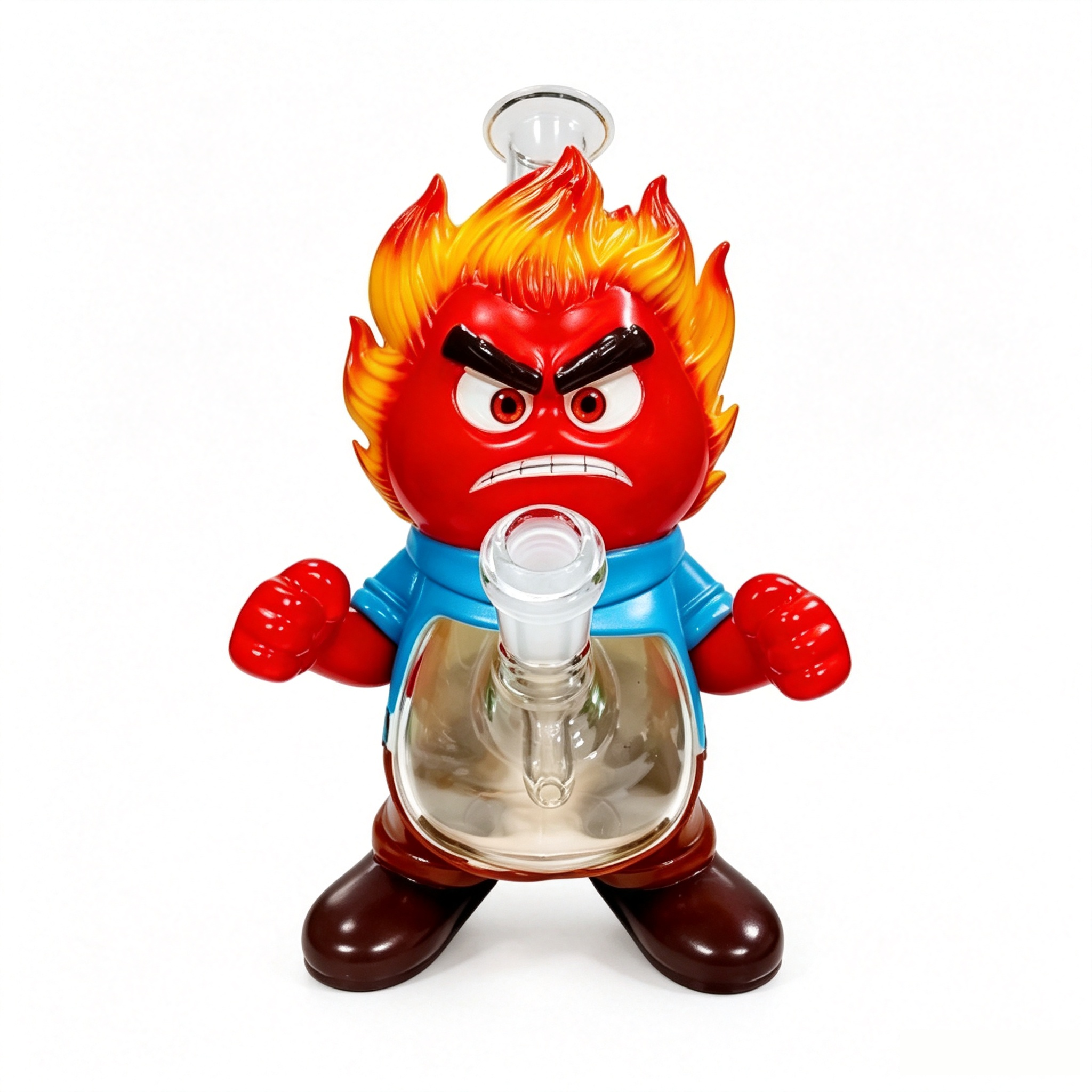 6.81 in × 10.04 in Angry Flame Cartoon Character Silicone Water Pipe TD015