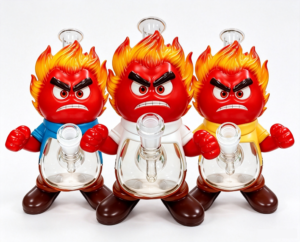 6.81 in × 10.04 in Angry Flame Cartoon Character Silicone Water Pipe TD015