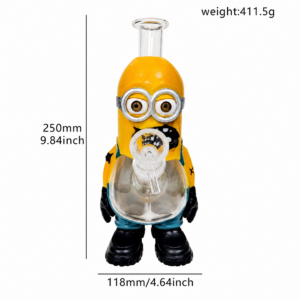 6.81 × 10.04 Inches Dual-Eyed Minion Cartoon Silicone Glass Water Pipe TD017