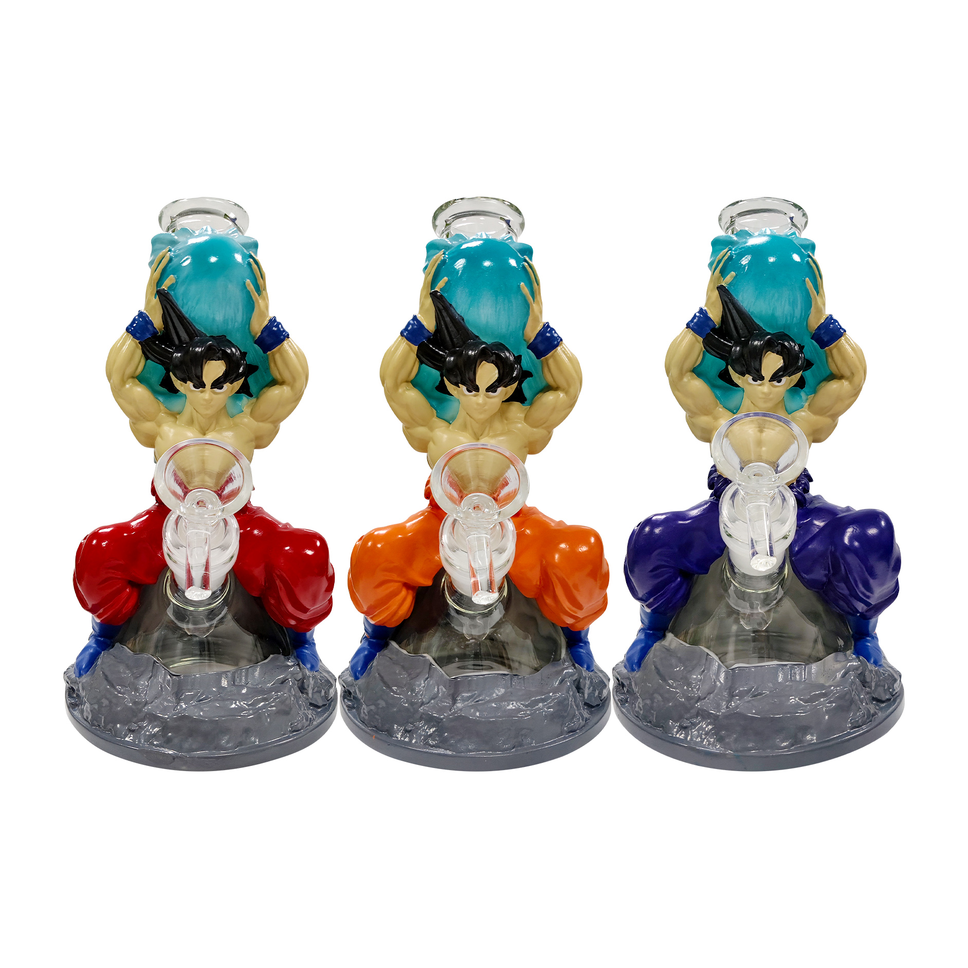 7.87 Inch Dragon Ball Goku Spirit Bomb Silicone Glass Water Pipe TD021