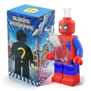 9.06 Inch Cartoon Spider-Man Block PVC & Glass Water Pipe V37