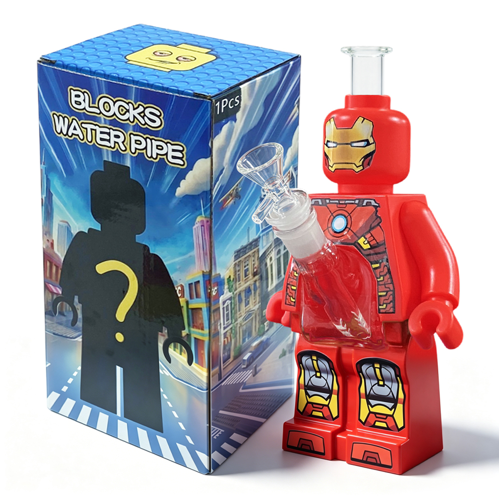 9.06 Inch Iron Man Block Water Pipe | PVC Lego-Style Figurine Glass Bong V38