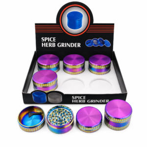 3 Layer 55mm Rainbow Zinc Alloy Herb Grinder | Colorful Metal Spice Crusher with Pollen Scraper ZGN605
