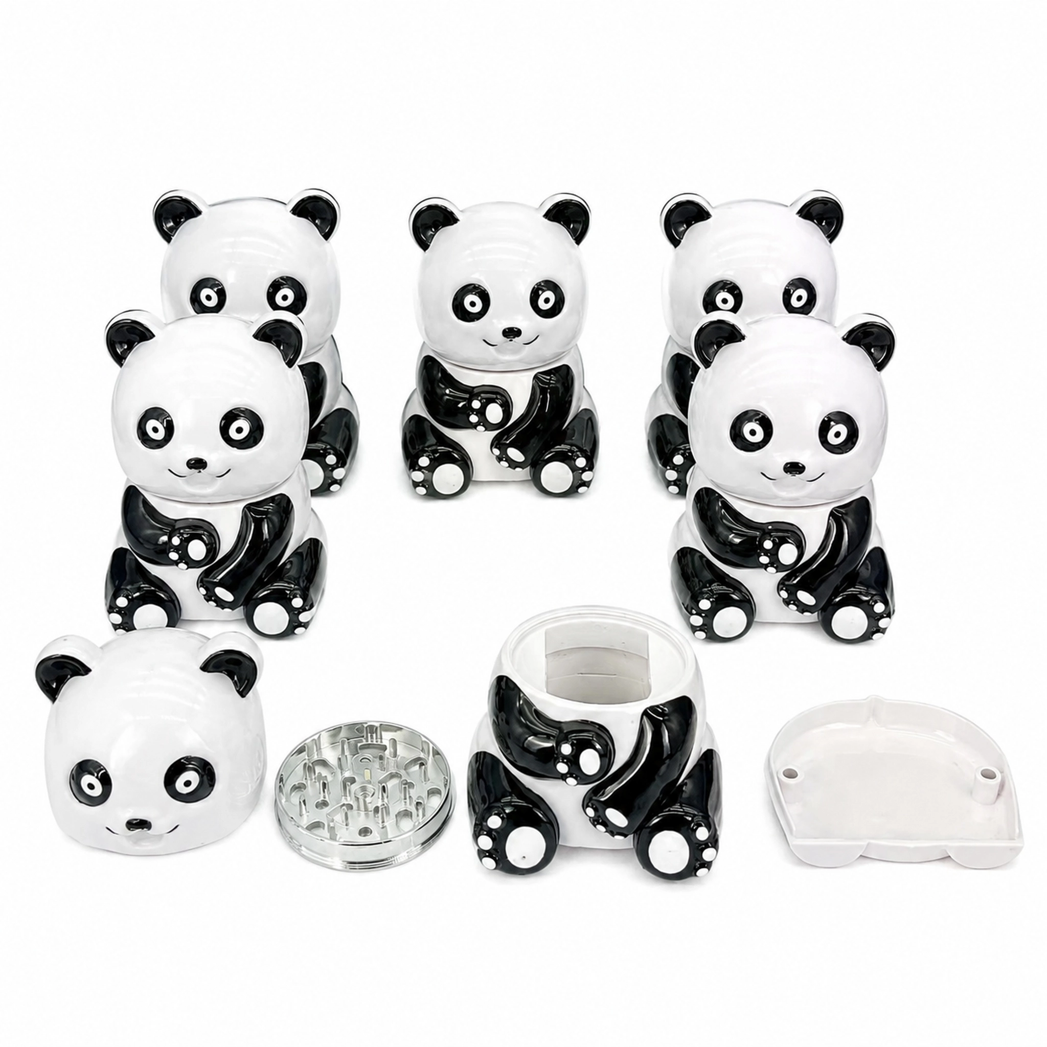 Cute Panda 4 Layer Dry Herb Grinder – Premium Acrylic & Zinc Alloy Spice Mill ZNG064