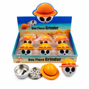 One Piece Luffy Straw Hat Skull Zinc Alloy Herb Grinder, 3 Layers 65×53mm Anime Spice Crusher for Fans Collection ZNG2280