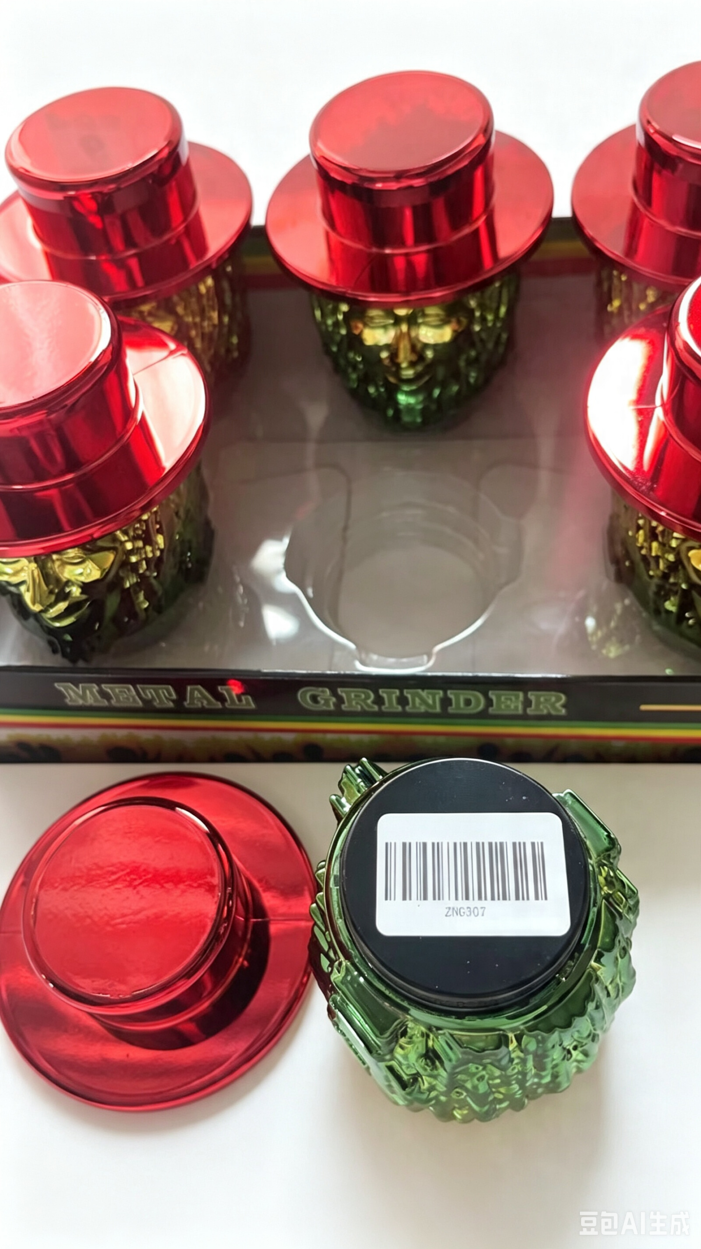 4-Layer Spotted Mushroom Herb Grinder, 59mm Diameter × 84mm Height, Mixed Color Transparent Acrylic Shell with Zinc Alloy Internal Grinding ZNG307C Parts, Jamaicain Psychedelic Cartoon Spice Crusher, 12pcs Retail Display Box ZNG307 - Image 10