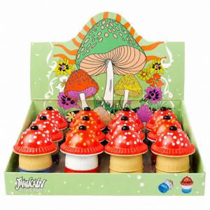 4-Layer Spotted Mushroom Herb Grinder, 59mm Diameter × 84mm Height, Mixed Color Transparent Acrylic Shell with Zinc Alloy Internal Grinding ZNG307C Parts, Jamaicain Psychedelic Cartoon Spice Crusher, 12pcs Retail Display Box ZNG307