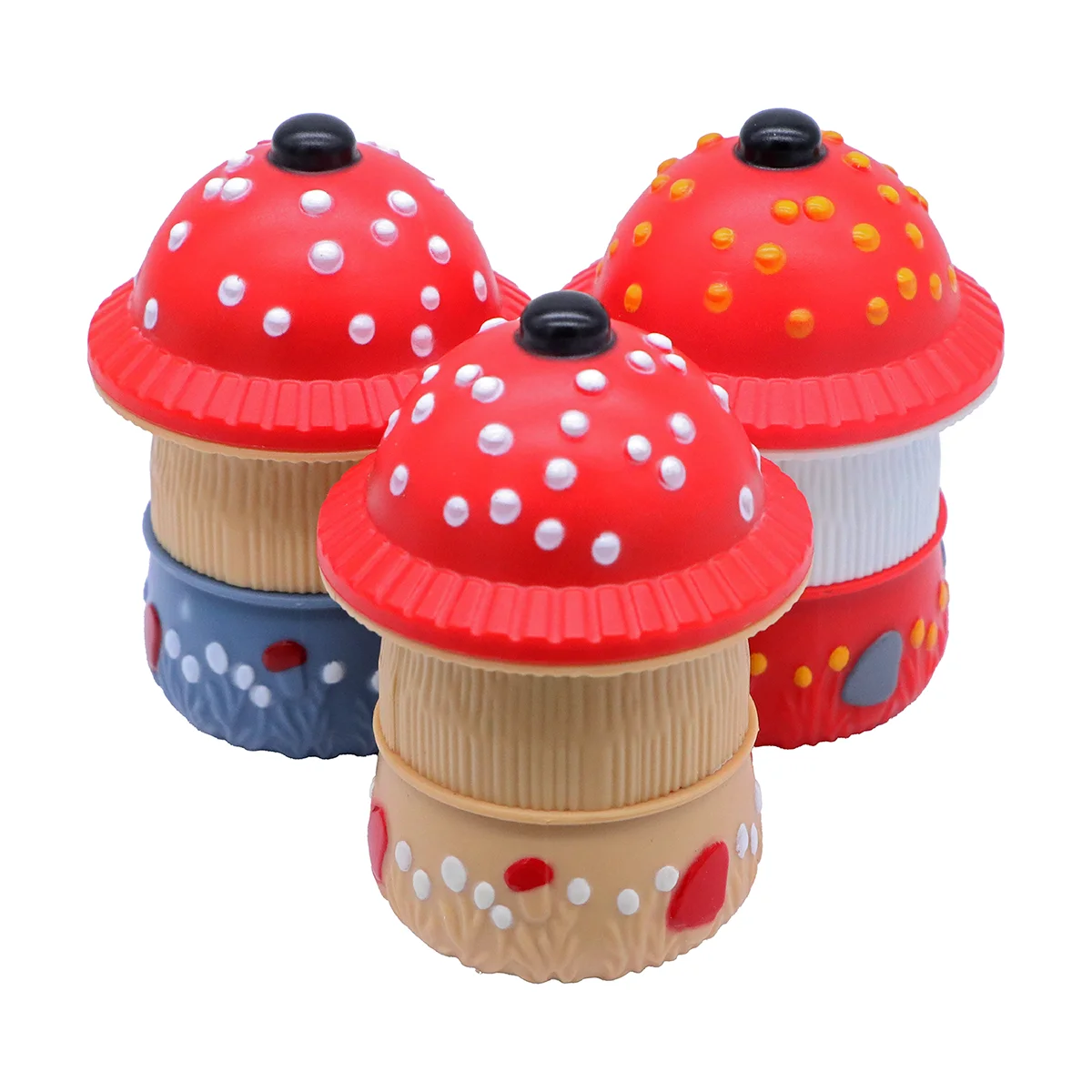 4-Layer Spotted Mushroom Herb Grinder, 59mm Diameter × 84mm Height, Mixed Color Transparent Acrylic Shell with Zinc Alloy Internal Grinding ZNG307C Parts, Jamaicain Psychedelic Cartoon Spice Crusher, 12pcs Retail Display Box ZNG307 - Image 3