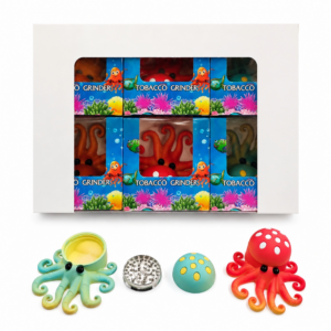 Cute Octopus 3-Layer Silicone Herb Grinder, Portable 110×54mm Zinc Spice Crusher Novelty Gift ZNG794