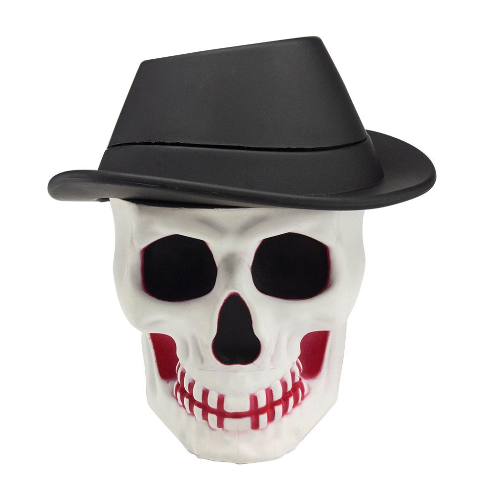 Vintage Fedora Hat Skull 4 Layer Dry Herb Grinder – Acrylic & Zinc Alloy Spice Mill ZNG797