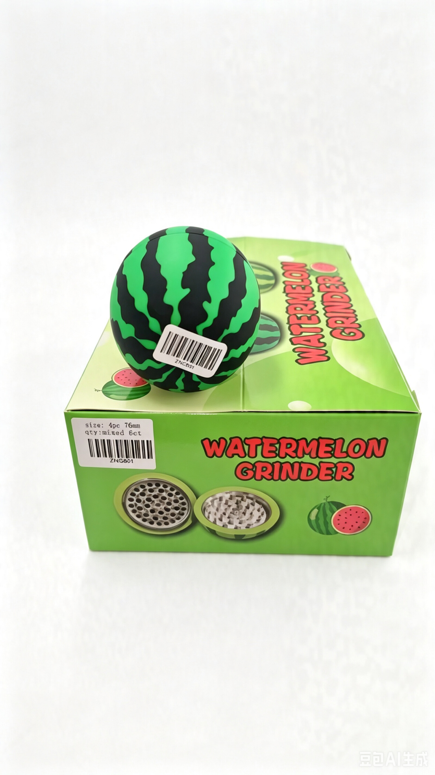 Cute Watermelon Shape 4-Layer Silicone Herb Grinder Portable Zinc Spice Crusher with Pollen Catcher ZNG801