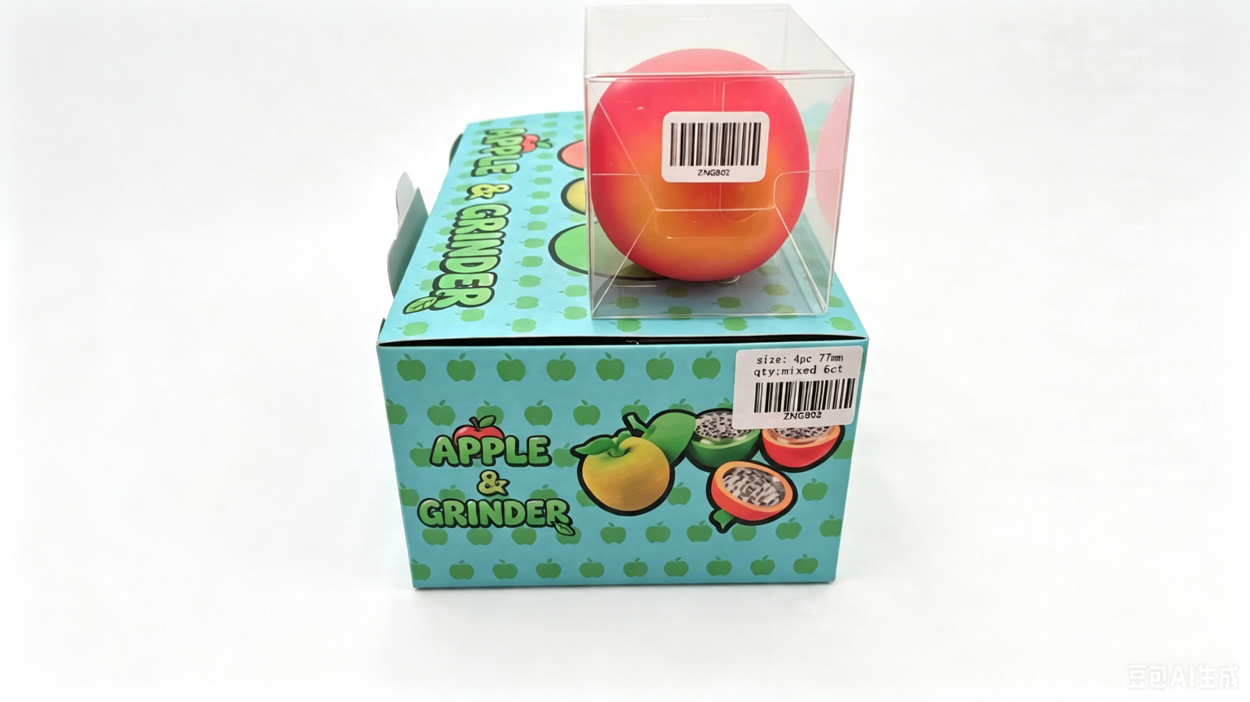 Cute Apple Shape 4-Layer Silicone Herb Grinder Portable Metal Spice Crusher with Pollen Catcher ZNG802