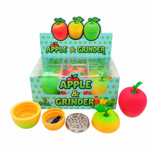 Cute Apple Shape 4-Layer Silicone Herb Grinder Portable Metal Spice Crusher with Pollen Catcher ZNG802