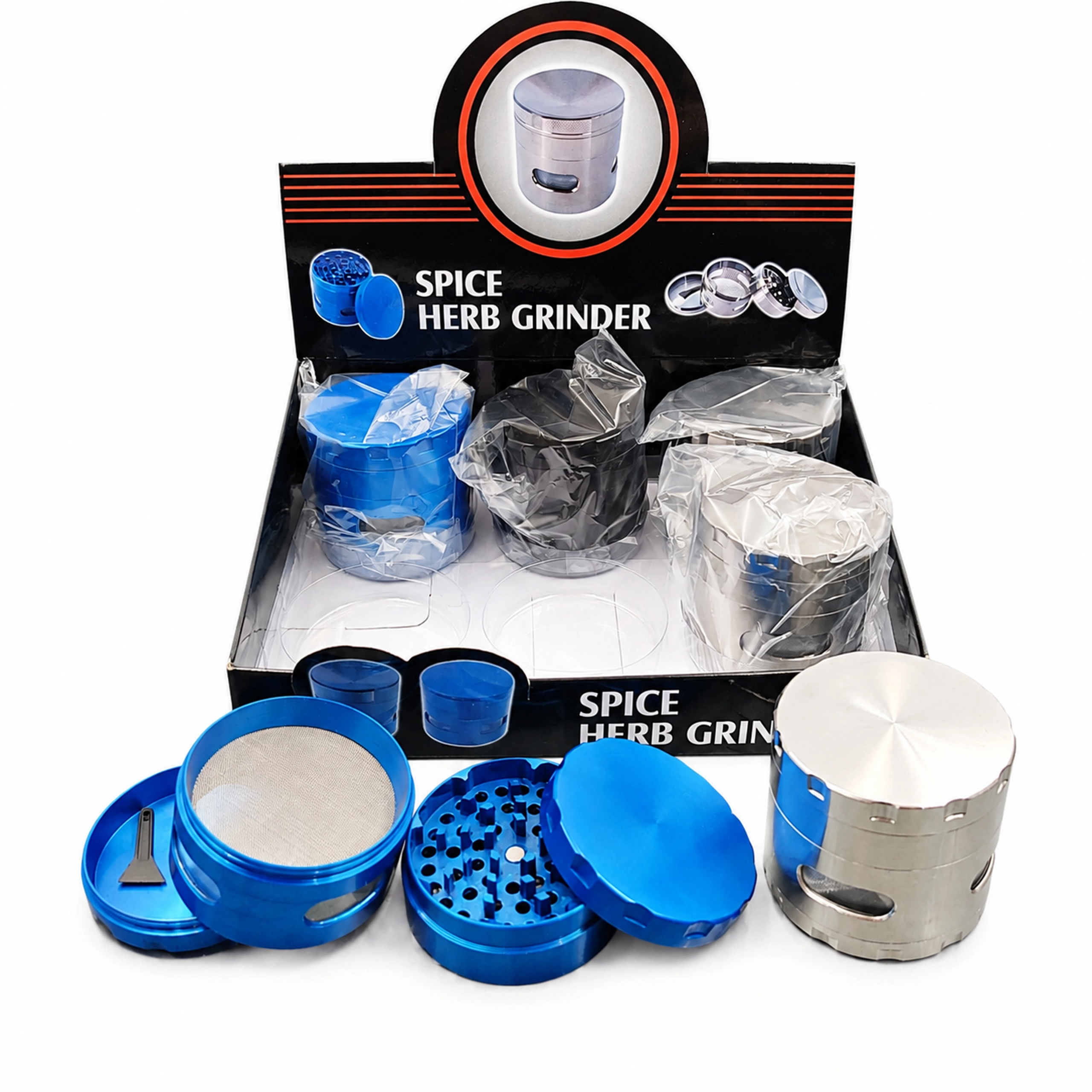 4 Layer 63mm Zinc Alloy Herb Grinder with Side Window | Spice Crusher Pollen Catcher ZNG846