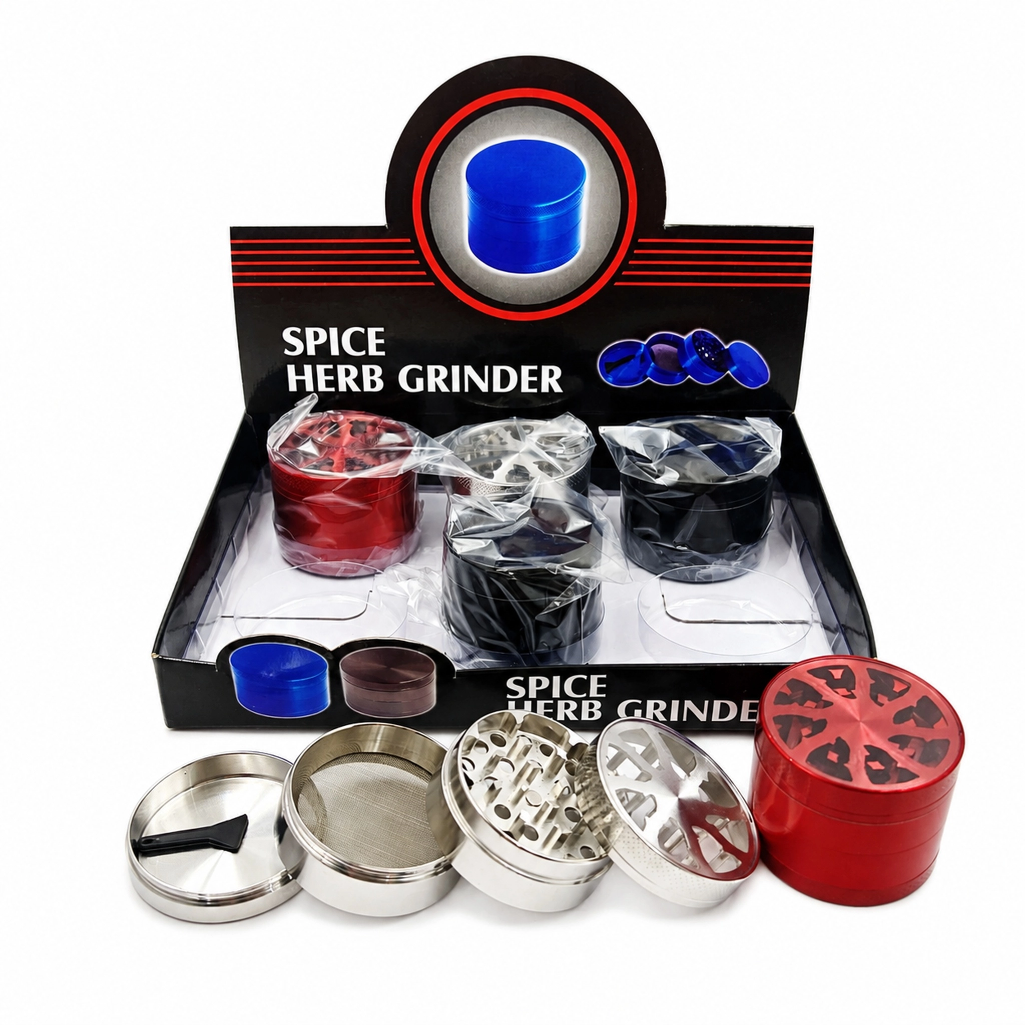 55mm 4-Part Zinc Alloy Herb Grinder with Clear Window Top ZNG851