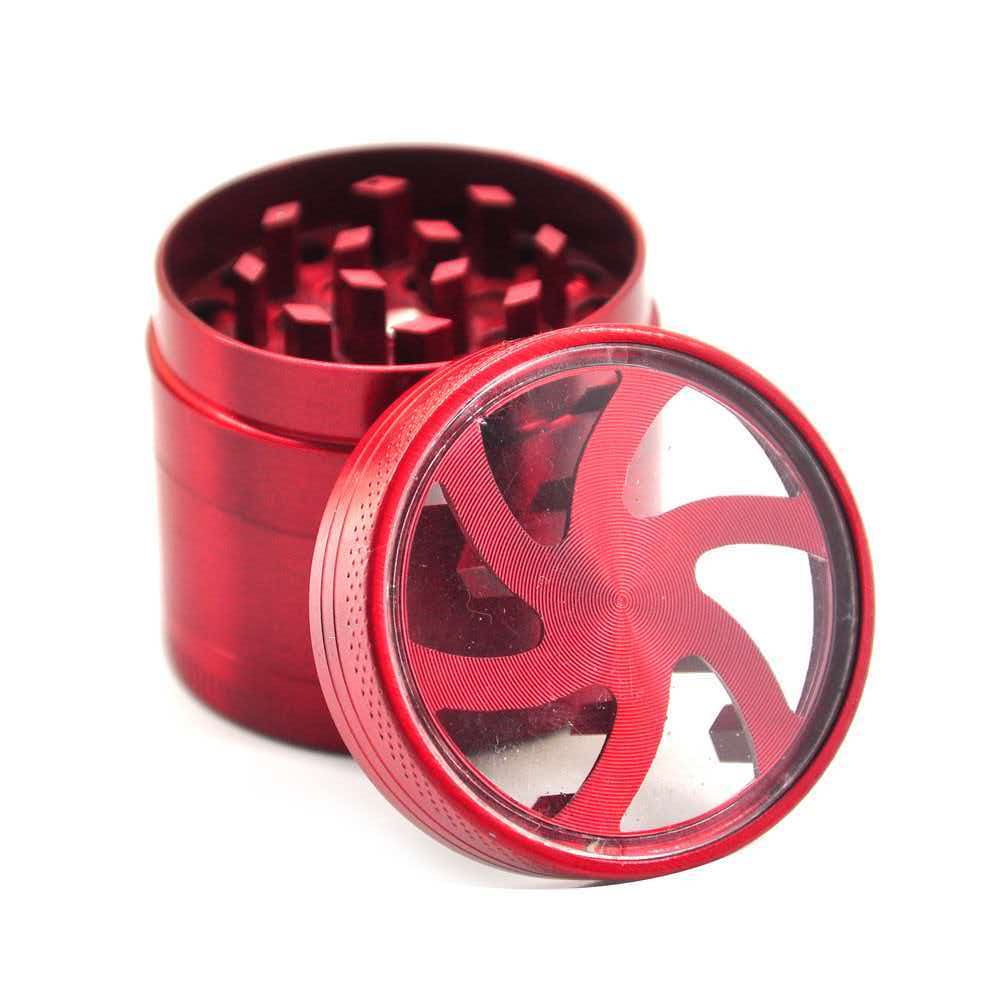 55mm 4-Part Zinc Alloy Herb Grinder with Clear Window Top ZNG851