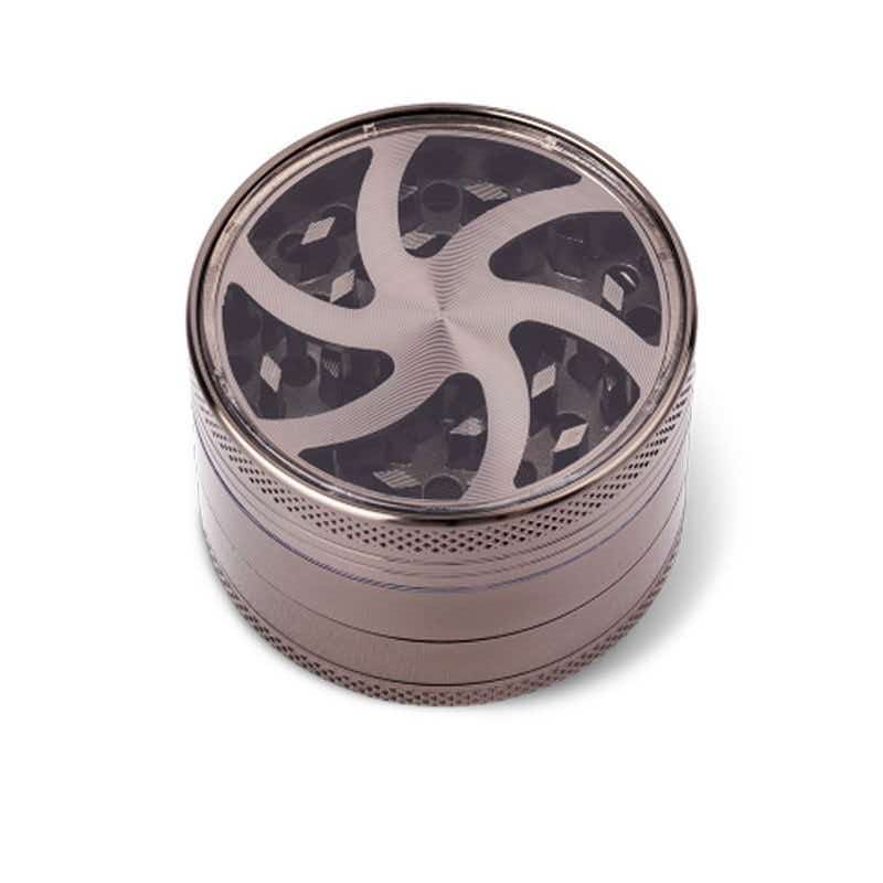 55mm 4-Part Zinc Alloy Herb Grinder with Clear Window Top ZNG851 - Image 3