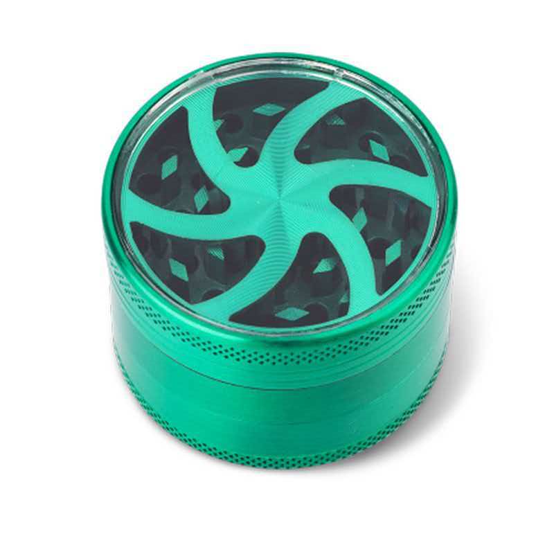 55mm 4-Part Zinc Alloy Herb Grinder with Clear Window Top ZNG851 - Image 4
