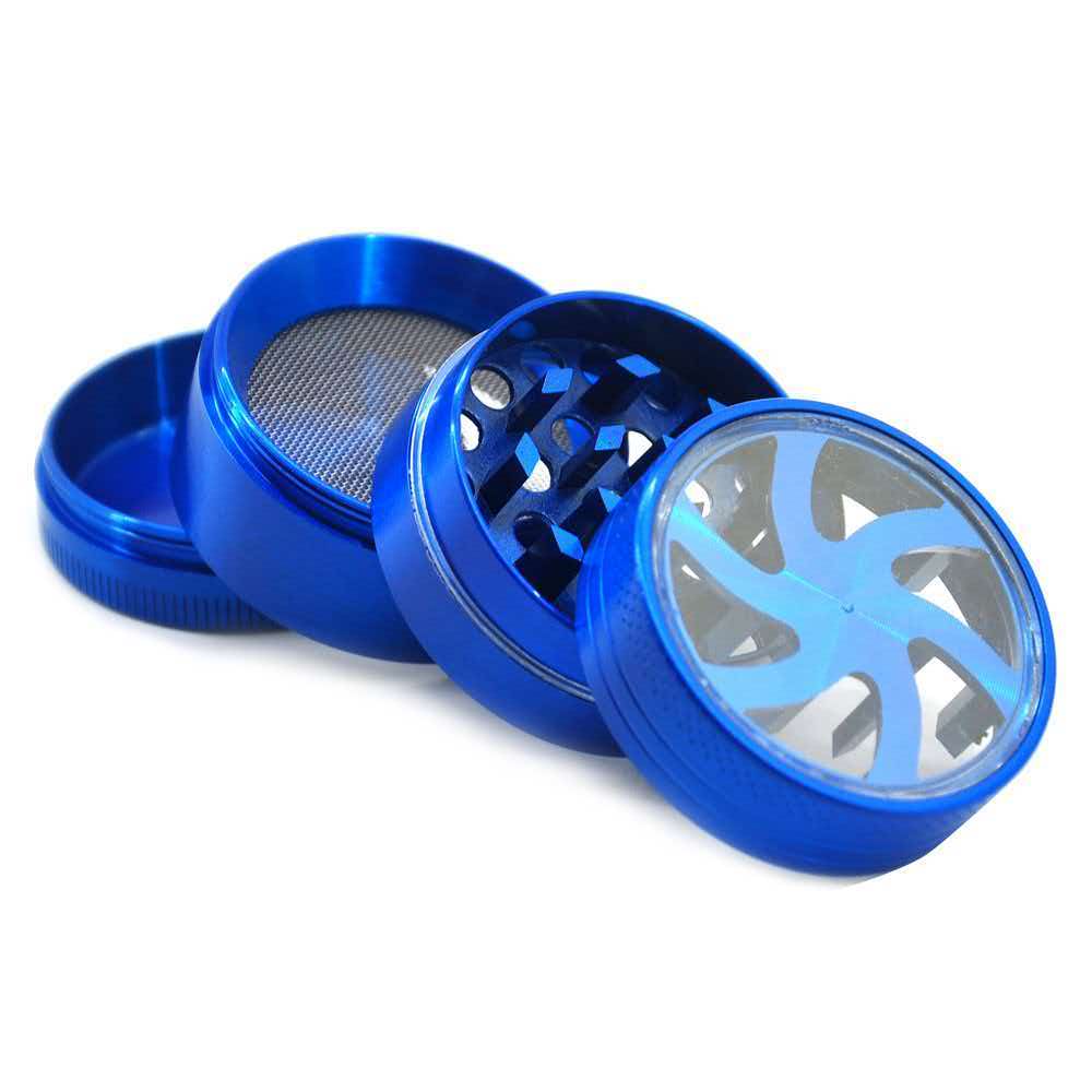 55mm 4-Part Zinc Alloy Herb Grinder with Clear Window Top ZNG851 - Image 6