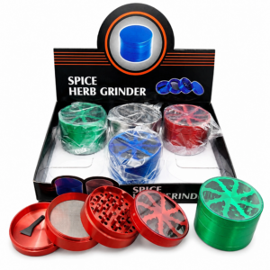 63mm 4-Piece Zinc Alloy Herb Grinder with Clear Window Top ZNG852