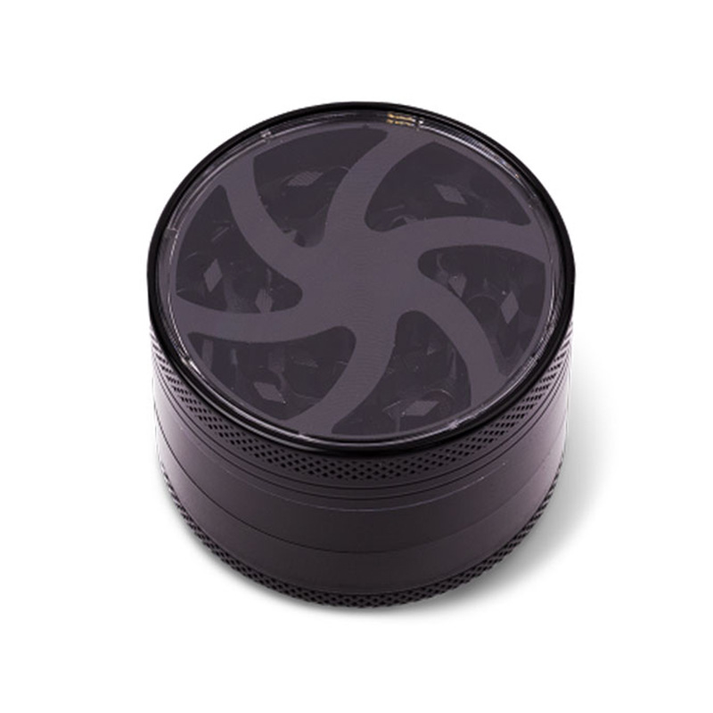 63mm 4-Piece Zinc Alloy Herb Grinder with Clear Window Top ZNG852