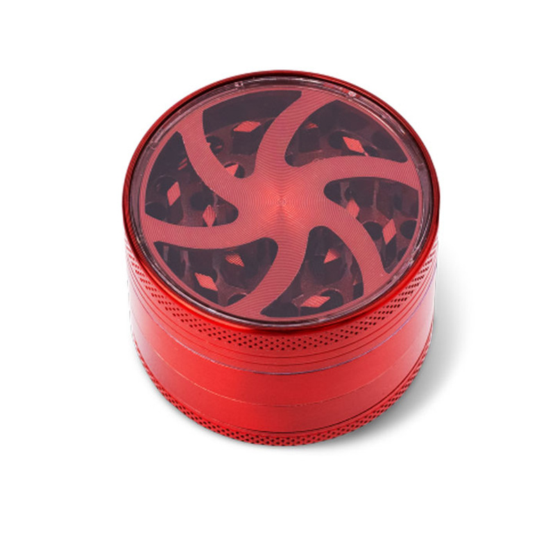 63mm 4-Piece Zinc Alloy Herb Grinder with Clear Window Top ZNG852 - Image 3