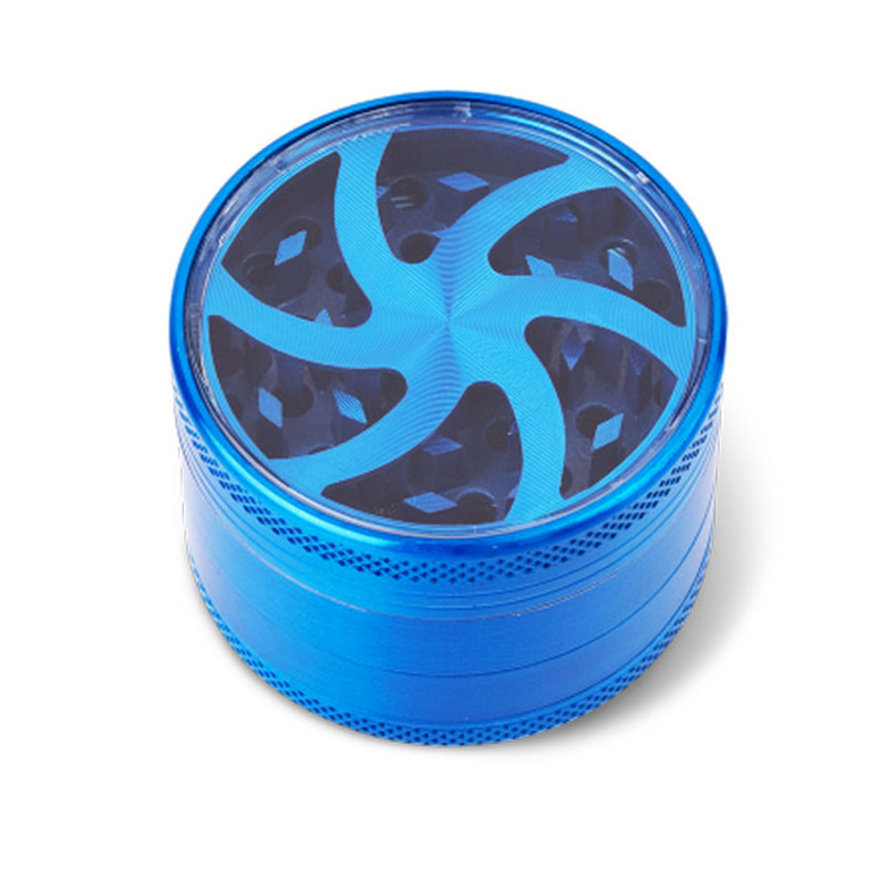 63mm 4-Piece Zinc Alloy Herb Grinder with Clear Window Top ZNG852 - Image 4