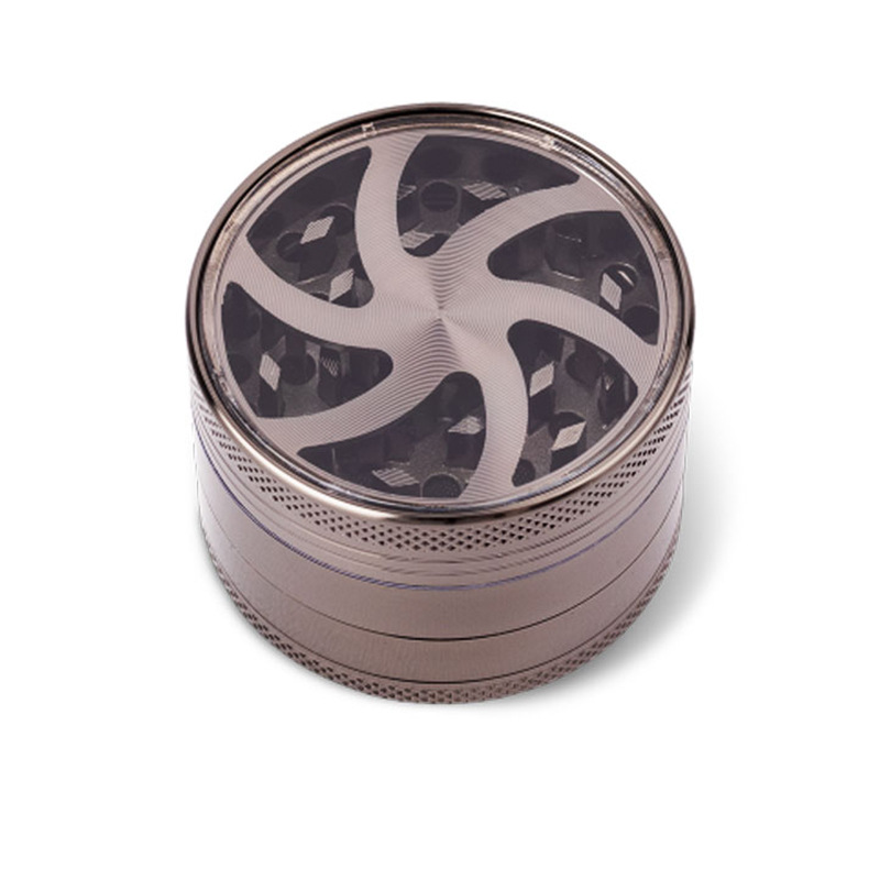 63mm 4-Piece Zinc Alloy Herb Grinder with Clear Window Top ZNG852 - Image 5