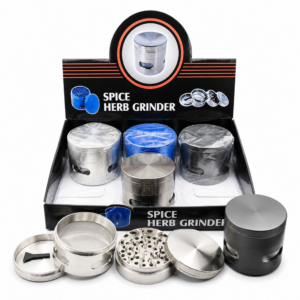 63mm 4-Piece Zinc Alloy Herb Grinder with 4 Side View Windows ZNG853