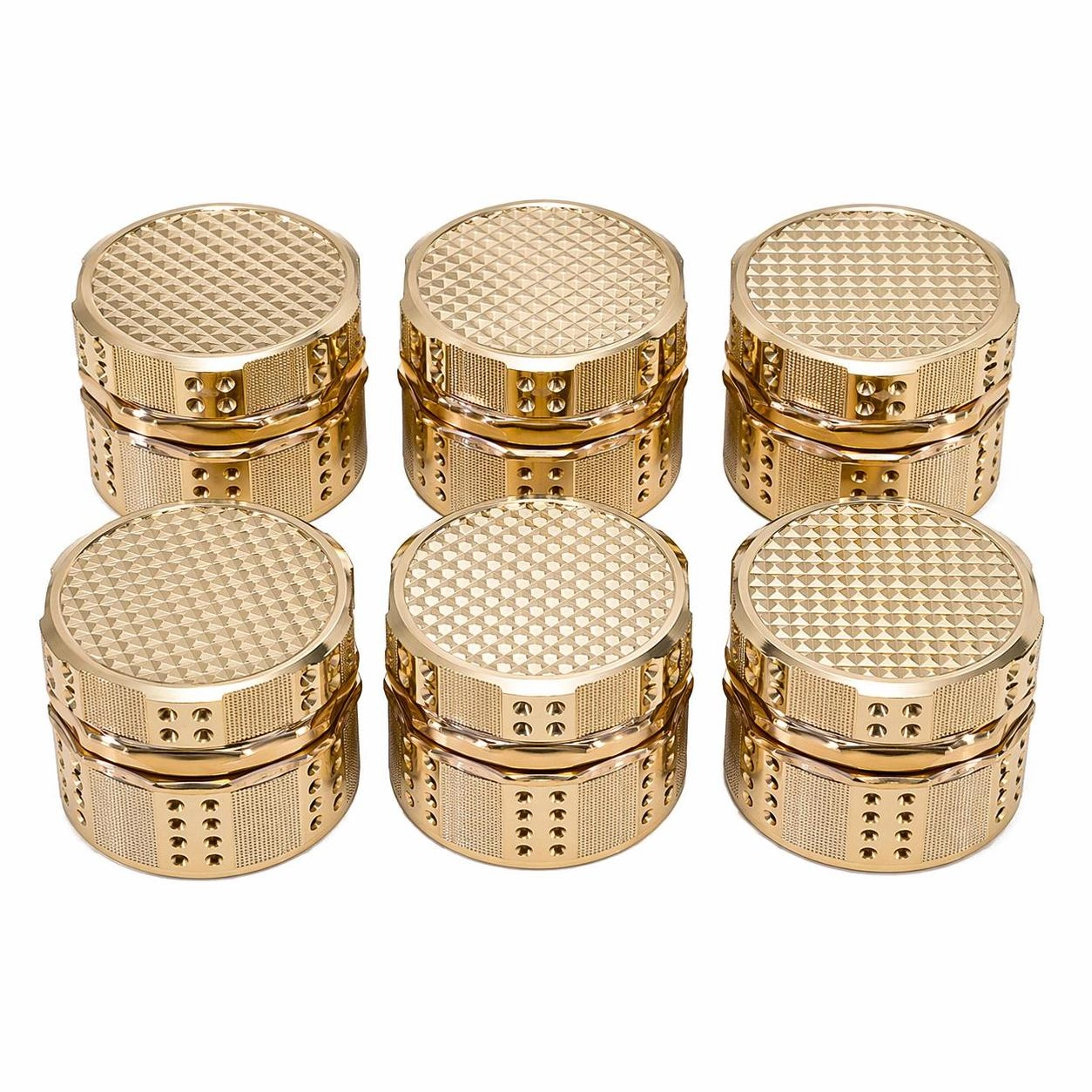 63mm 4-Piece Luxury Gold Zinc Alloy Herb Grinder ZNG860