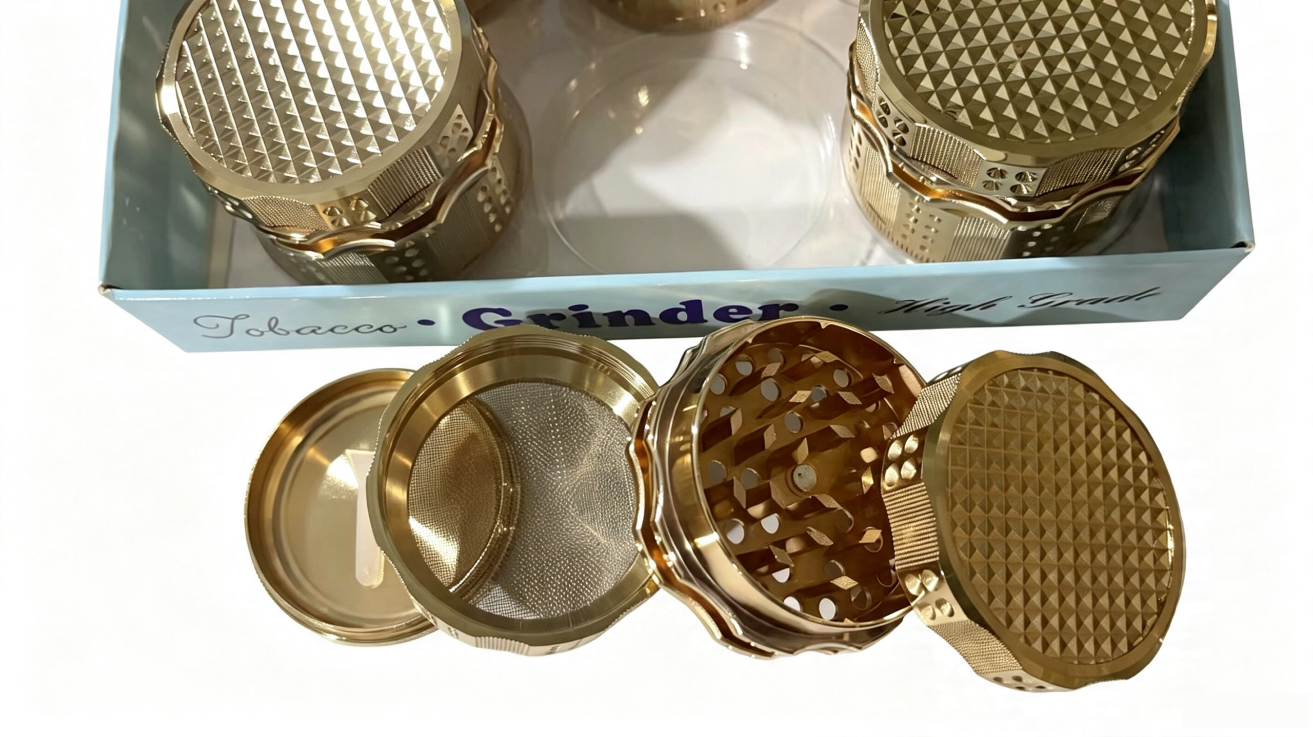63mm 4-Piece Luxury Gold Zinc Alloy Herb Grinder ZNG860 - Image 3
