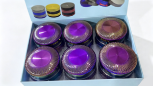 65mm 4-Layer Rainbow Iridescent Zinc Alloy Herb Grinder ZNG864
