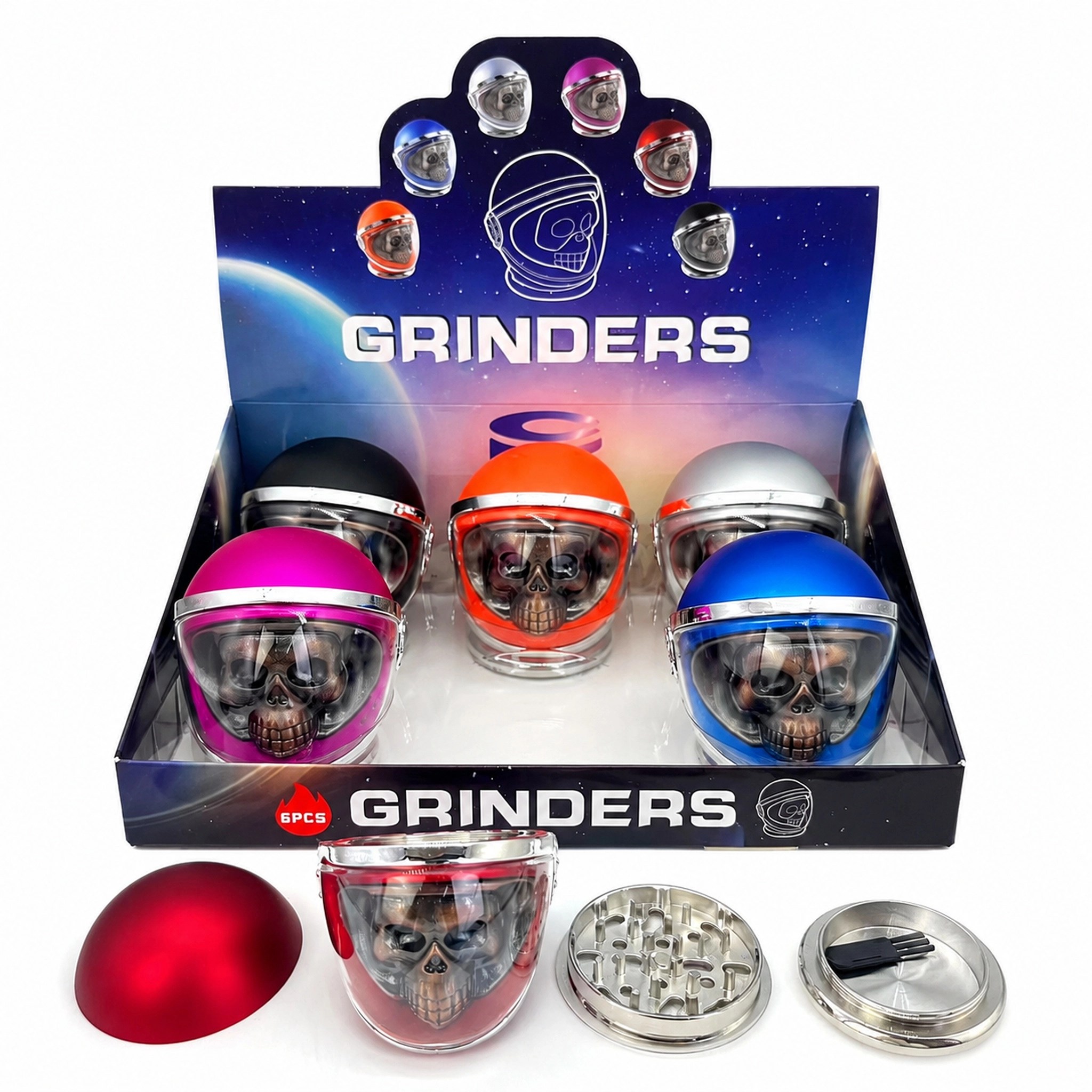 83mm 4-Layer Astronaut Helmet Skull Zinc Alloy Herb Grinder ZNG868