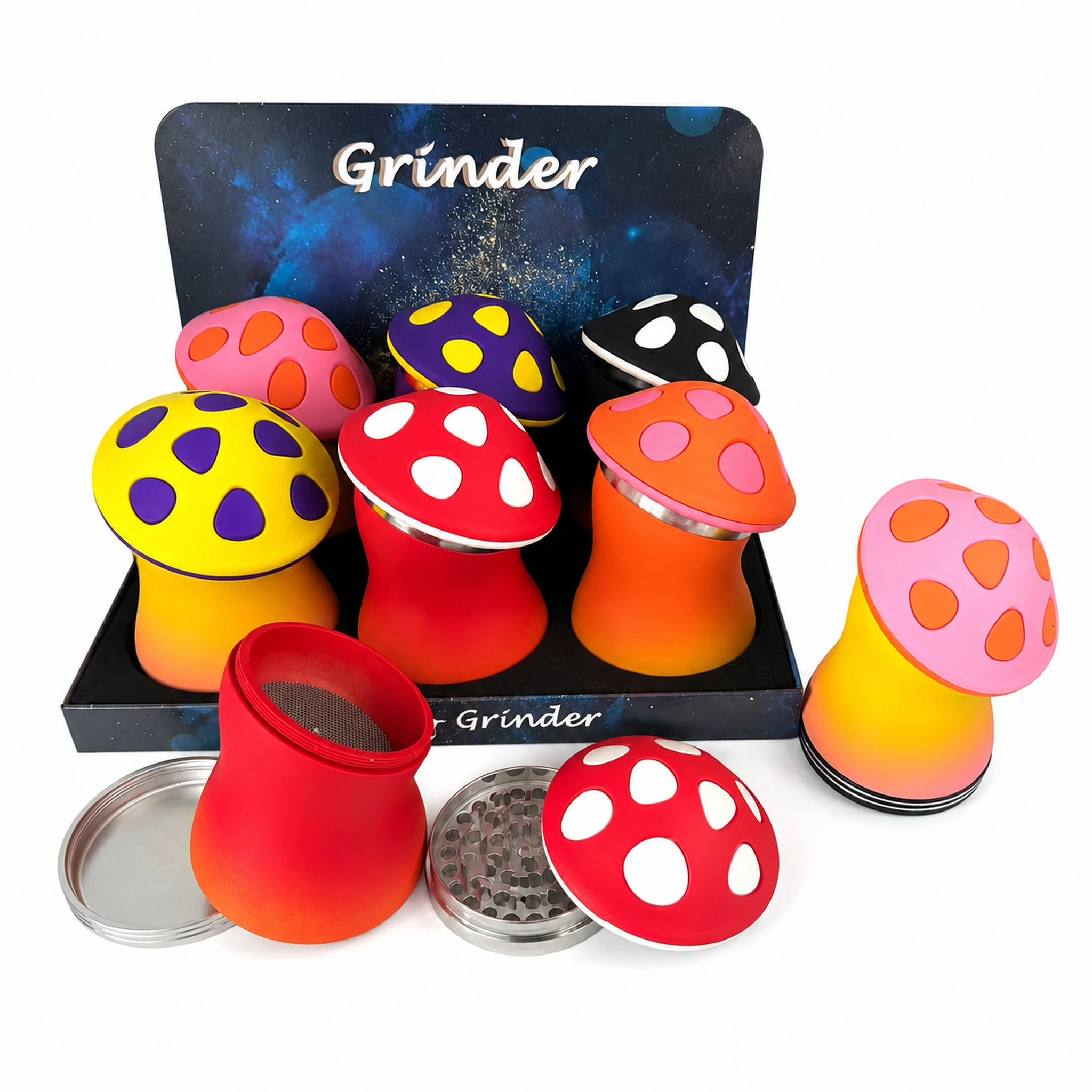 0×115mm 4-Layer Wobble Mushroom Zinc Alloy Herb Grinder ZNG870