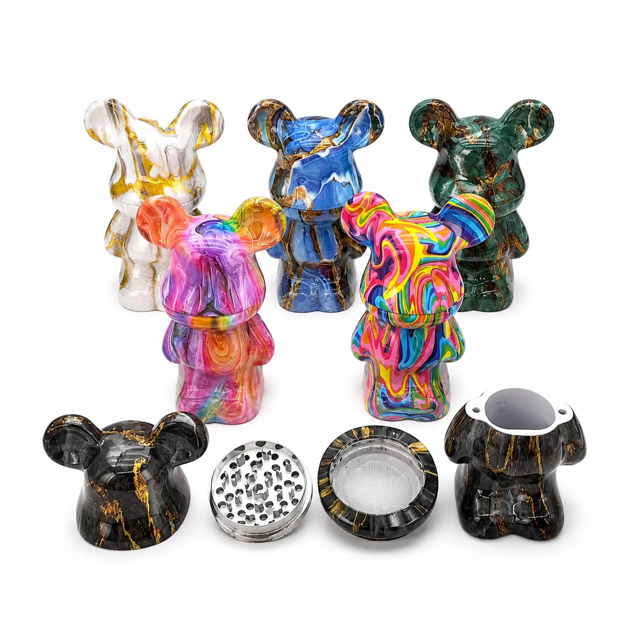82×140mm 4 Layer Zinc Alloy Bear Brick Herb Grinder ZNG873