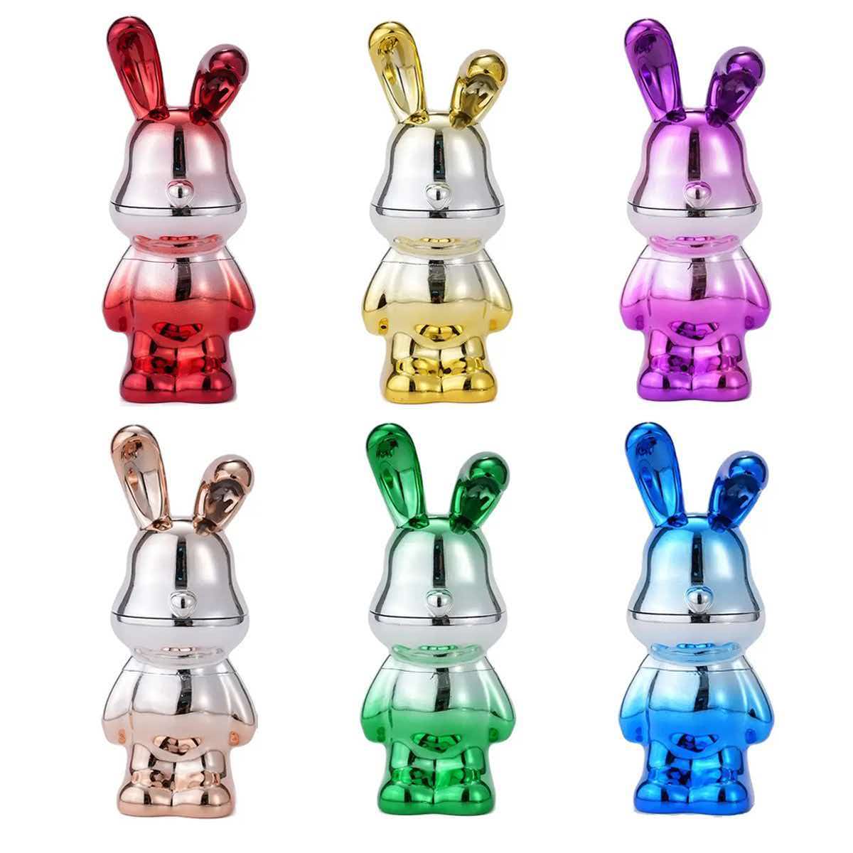 70×170mm 4 Layer Mirror Electroplated Bunny Zinc Alloy Herb Grinder ZNG876 - Image 3