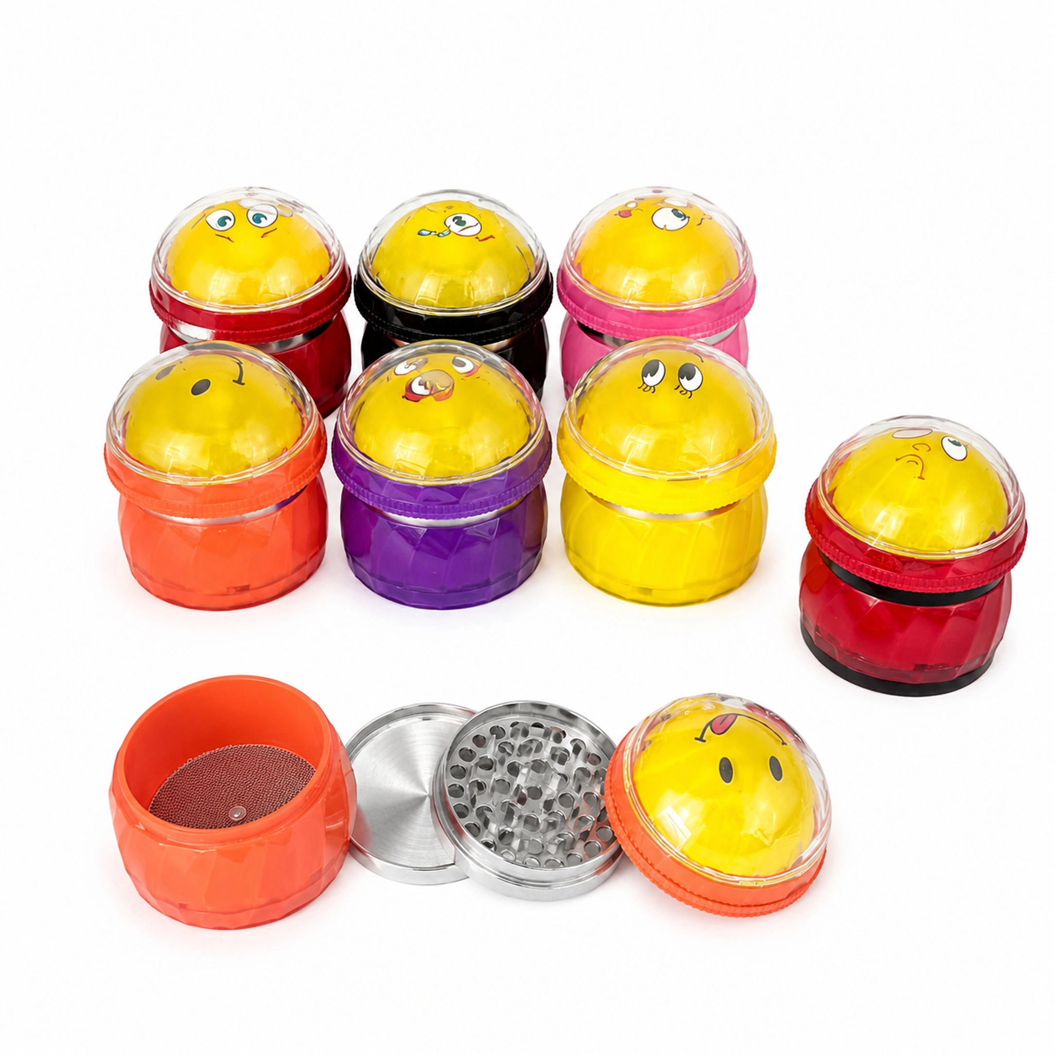 70×86mm 4 Layer Cute Emoji Face Zinc Alloy Herb Grinder ZNG878