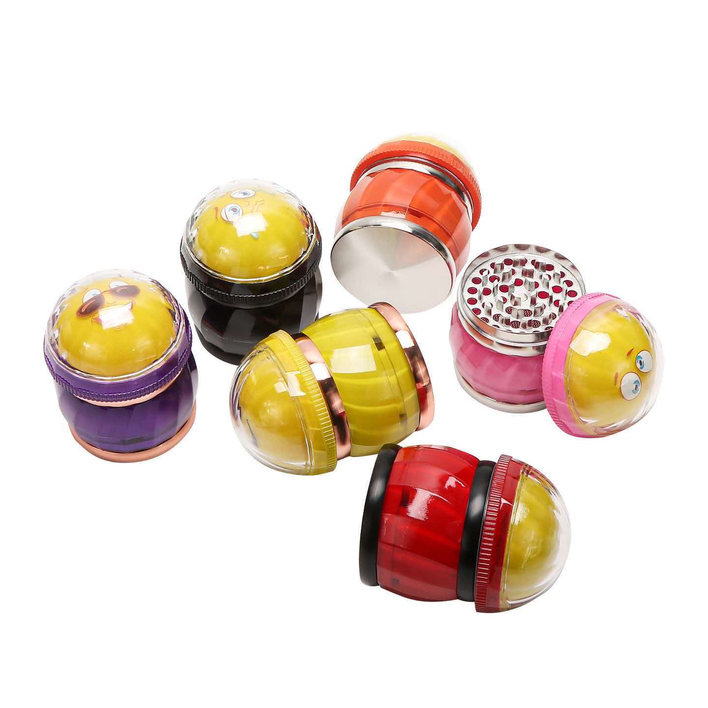 70×86mm 4 Layer Cute Emoji Face Zinc Alloy Herb Grinder ZNG878 - Image 3