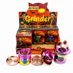 62×107mm 4 Layer Gradient Rainbow Electroplated Cat Zinc Alloy Herb Grinder ZNG880