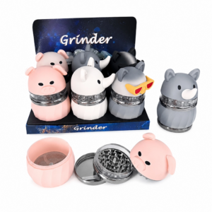 62×105mm 4 Layer Cartoon Pig Elephant Rhino Zinc Alloy Herb Grinder ZNG883